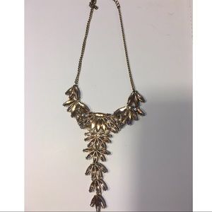 Gold rhinestone long necklace